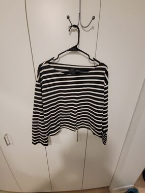 J. Crew Black and White Striped Long-Sleeve Tee